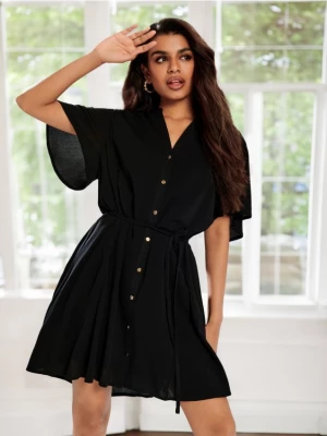 Sinsay - Sukienka mini koszulowa - czarny