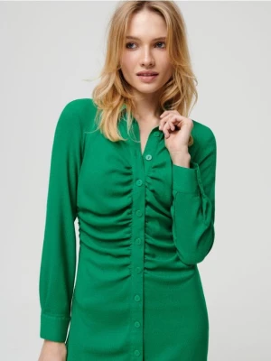 Sinsay - Sukienka mini koszulowa - zielony