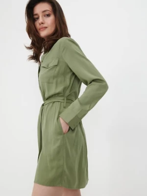 Sinsay - Sukienka mini koszulowa - zielony