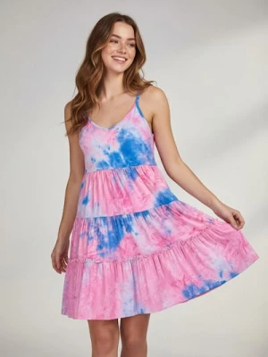 Sinsay - Sukienka mini na ramiączkach z falbanami - wielobarwny