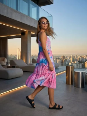 Sinsay - Sukienka mini na ramiączkach z falbanami - wielobarwny