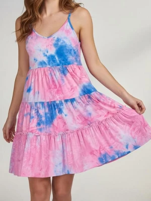 Sinsay - Sukienka mini na ramiączkach z falbanami - wielobarwny