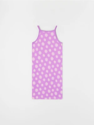 Sinsay - Sukienka mini na ramiączkach z kwiatowym wzorem - różowy