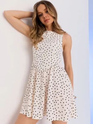 Sinsay - Sukienka mini w groszki z ozdobną kokardą na plecach - wielobarwny