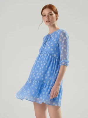 Sinsay - Sukienka mini w kwiaty - błękitny