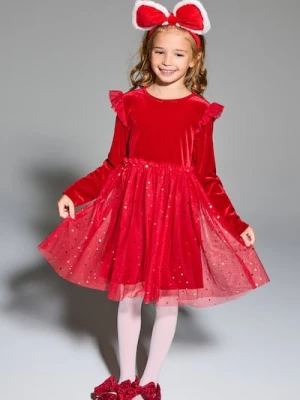 Sinsay - Sukienka mini z błyszczącym nadrukiem - czerwony