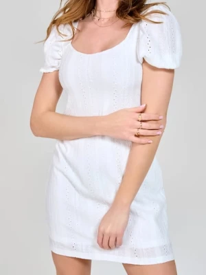 Sinsay - Sukienka mini z bufiastym rękawem - biały