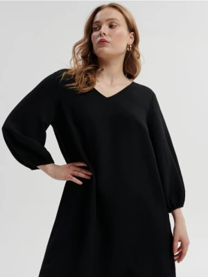 Sinsay - Sukienka mini z bufiastymi rękawami - czarny
