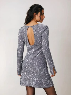 Sinsay - Sukienka mini z cekinami - srebrny