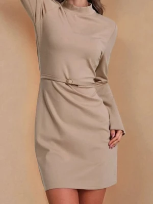 Sinsay - Sukienka mini z długim rękawem - beżowy