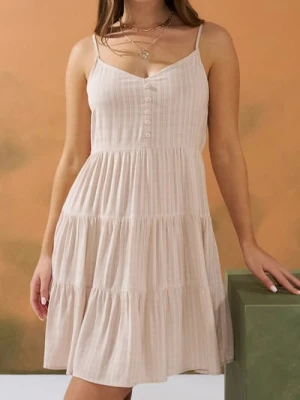 Sinsay - Sukienka mini z efektem stopniowania - beżowy