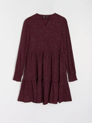 Sinsay - Sukienka mini z efektem stopniowania - bordowy