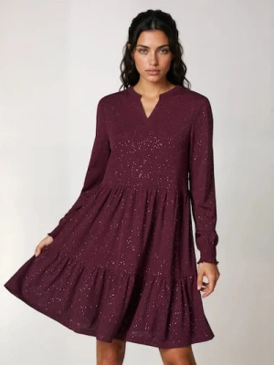 Sinsay - Sukienka mini z efektem stopniowania - bordowy