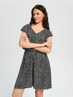 Sinsay - Sukienka mini z falbanami - czarny