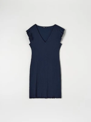 Sinsay - Sukienka mini z falbanami - granatowy