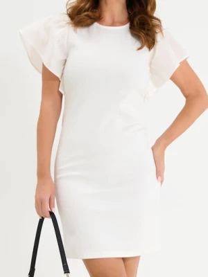 Sinsay - Sukienka mini z falbanami - kremowy