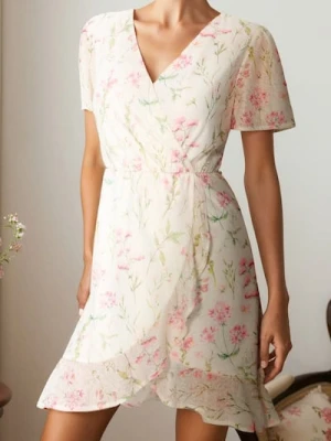 Sinsay - Sukienka mini z falbanką w kwiatowy wzór - wielobarwny