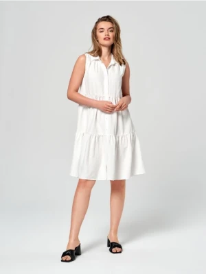 Sinsay - Sukienka mini z falbankami - biały