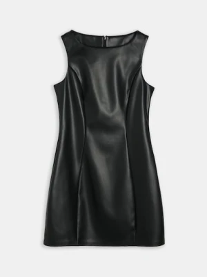 Sinsay - Sukienka mini z imitacji skóry - czarny