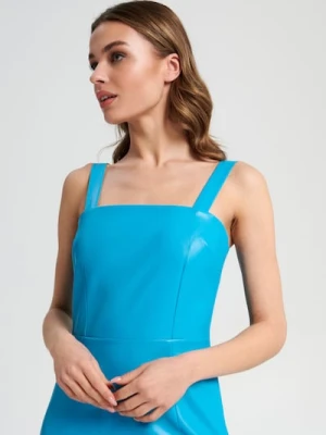 Sinsay - Sukienka mini z imitacji skóry - niebieski