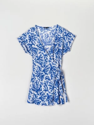 Sinsay - Sukienka mini z kopertowa - wielobarwny