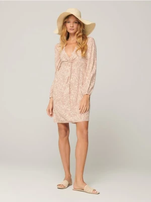 Sinsay - Sukienka mini z marszczeniami - beżowy