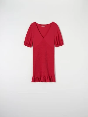 Sinsay - Sukienka mini z marszczeniami - czerwony