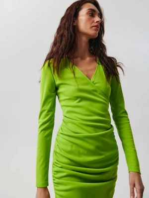 Sinsay - Sukienka mini z marszczeniami - zielony