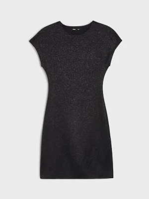 Sinsay - Sukienka mini z metalizowaną nitką - czarny