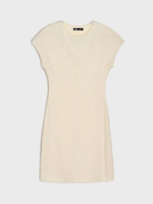 Sinsay - Sukienka mini z metalizowaną nitką - kremowy