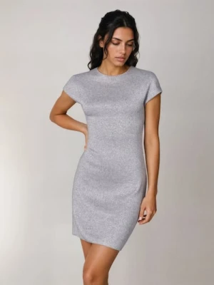 Sinsay - Sukienka mini z metalizowaną nitką - szary
