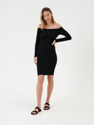 Sinsay - Sukienka mini z odkrytymi ramionami - czarny