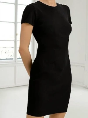 Sinsay - Sukienka mini z ozdobnymi guzikami - czarny