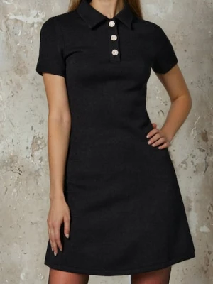 Sinsay - Sukienka mini z ozdobnymi guzikami - czarny