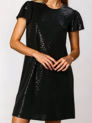 Sinsay - Sukienka mini z połyskującymi aplikacjami - czarny