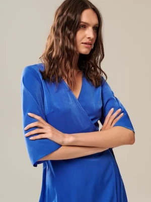 Sinsay - Sukienka mini z wiązaniem - niebieski