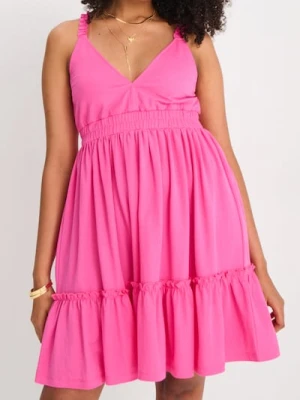 Sinsay - Sukienka mini z wiskozą - różowy