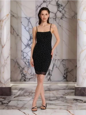Sinsay - Sukienka mini ze wzorem - czarny