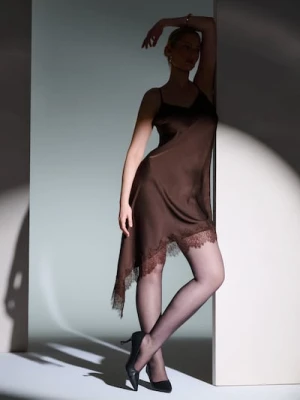 Zdjęcie produktu Sinsay - Sukienka na cienkich ramiączkach z asymetrycznym dołem i koronką - brązowy