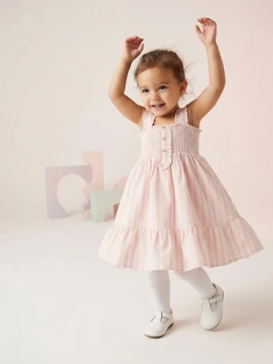 Sinsay - Sukienka na ramiączkach z domieszką wiskozy i lnu - kremowy