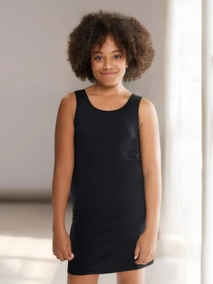 Sinsay - Sukienka na ramiączkach z elastycznej prążkowanej dzianiny - czarny