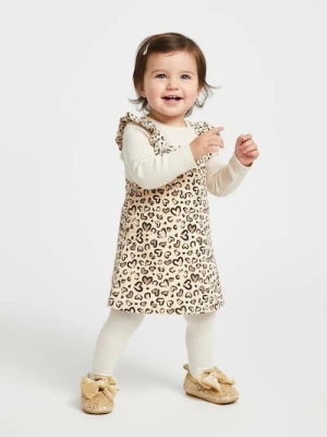 Sinsay - Sukienka ogrodniczka ze wzorem w serca - kremowy