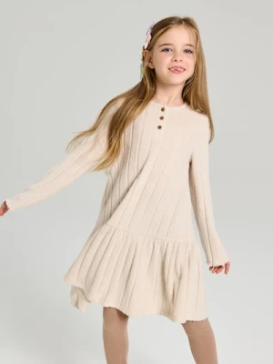 Sinsay - Sukienka swetrowa z baskinką - beżowy