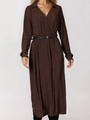 Sinsay - Sukienka szmizjerka maxi - brązowy