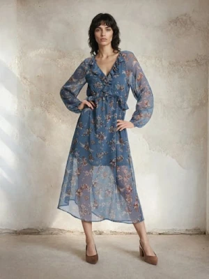 Sinsay - Sukienka szmizjerka ze wzorem - wielobarwny