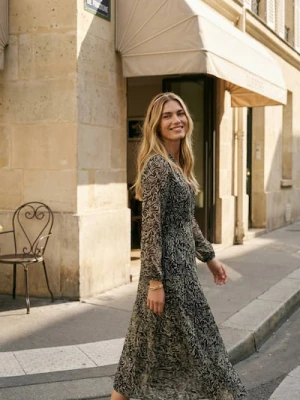 Sinsay - Sukienka szmizjerka ze wzorem - wielobarwny