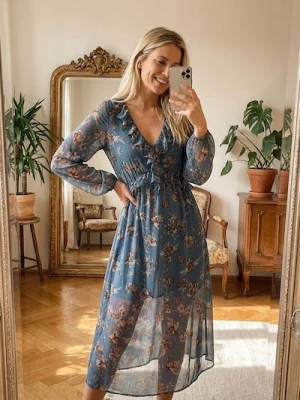 Sinsay - Sukienka szmizjerka ze wzorem - wielobarwny