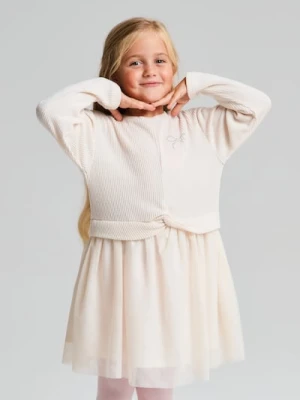 Sinsay - Sukienka tiulowa - kremowy