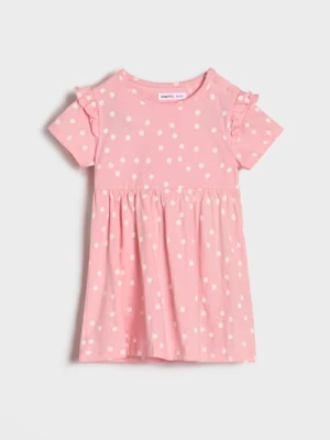 Sinsay - Sukienka w groszki z ozdobnymi falbankami - różowy