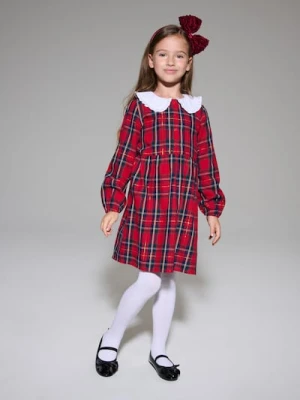 Sinsay - Sukienka w kratę z bawełnianym kołnierzykiem - wielobarwny